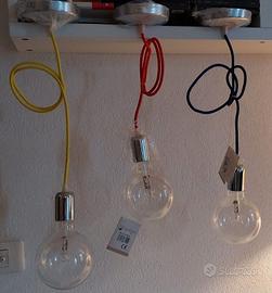 TRIS LAMPADE DA SOFFITTO cavo tessuto colorato