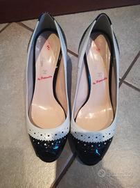 Scarpe tacco bianco/nero lucido