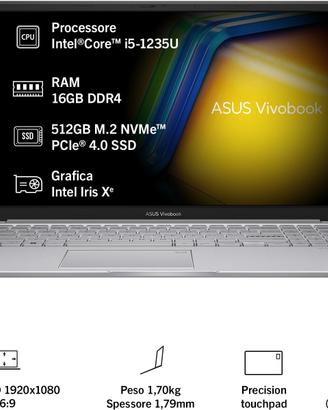 ASUS Vivobook i5-1235U RAM 16GB  512GB SSD - NUOVO