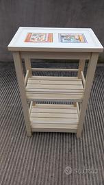 Mobiletto legno laccato bianco