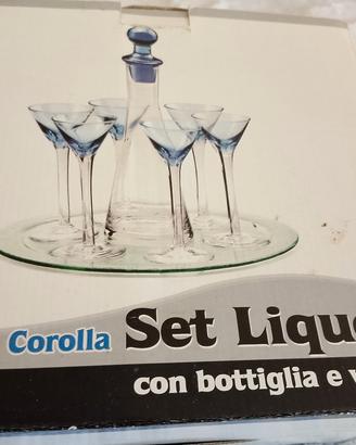Set liquore con bottiglia e vassoio 