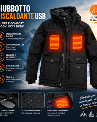 Giubbotto riscaldante USB – Taglia L, colore nero