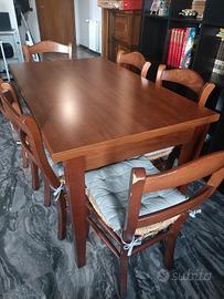 Tavolo in legno vero 6 posti allungabile con sedie