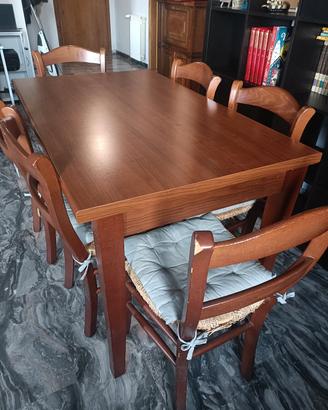 Tavolo in legno vero 6 posti allungabile con sedie