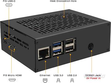 Geekworm X1011-C1 Case Metallo Raspberry Pi 5