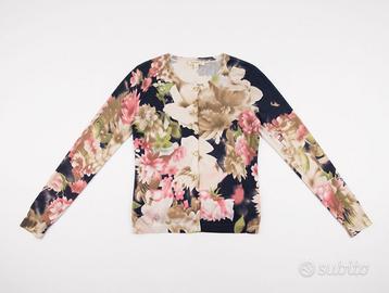 Cardigan floreale blu scuro Memory & Co taglia S/M