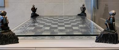 Base in vetro per scacchiera La Corte di Re Artù 