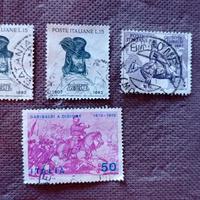 Lotto 4 francobolli a tema "Giuseppe Garibaldi"
