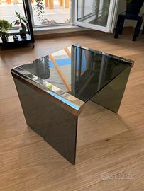 tris tavolini vintage vetro fume' stile Gallotti &