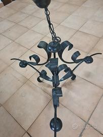 lampadario ferro battuto a 3 punti luce 