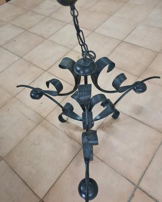 lampadario ferro battuto a 3 punti luce 