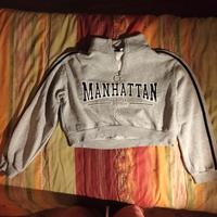 crop top felpato H&M taglia S grigia Manhattan