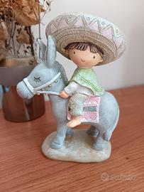 Statuina vintage ceramica - Bambino con asinello (