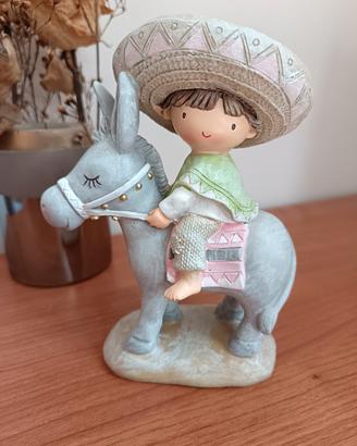 Statuina vintage ceramica - Bambino con asinello (