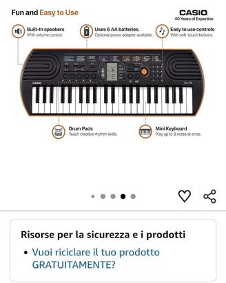 Tastiera pianola Casio