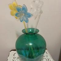 Vaso  con fiori in vetro