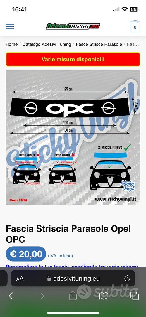 Striscia parasole opel OPC - Accessori Auto In vendita a Trento