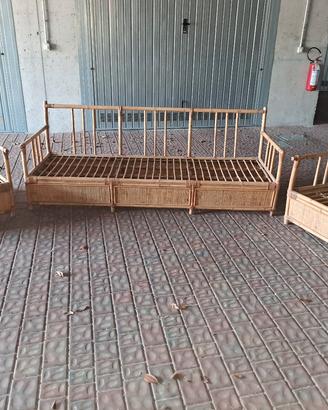 Salotto in rattan/bambù vintage – divano 3 posti +