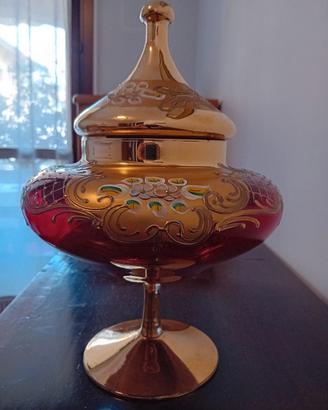 vaso bomboniera con stelo di murano