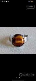 anello d'acciaio con occhio di tigre 