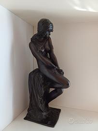 Antica scultura statua bronzo nudo 