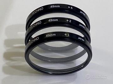 Lotto di 3 filtri fotografici TECHNO 49 mm + 1 +2 
