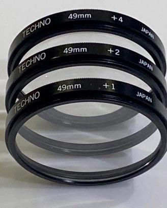 Lotto di 3 filtri fotografici TECHNO 49 mm + 1 +2 