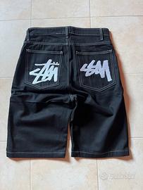 🎱Jorts Stüssy denim nero logo rosso taglia M 32