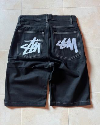 🎱Jorts Stüssy denim nero logo rosso taglia M 32