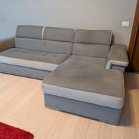 Divano con penisola letto tessuto antimacchia 100%