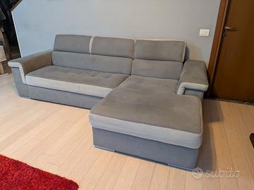 Divano con penisola letto tessuto antimacchia 100%