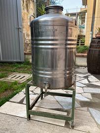 contenitore olio 50L inox con rialzo in ferro