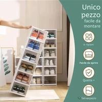 scarpiera pieghevole a 6 ripiani di plastica
