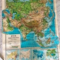 Cartina geografica murale ASIA vintage