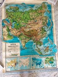 Cartina geografica murale ASIA vintage