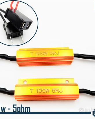 RESISTENZE 100W-5 Ohm Led H7 SPEGNI Avaria Errore