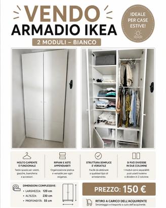 Armadio ikea divisibile in 2 moduli
