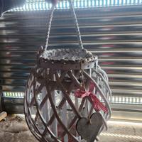 porta candele in legno, colore bianco 