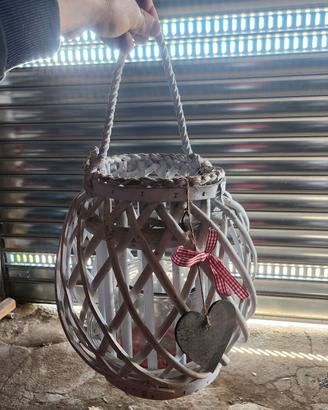 porta candele in legno, colore bianco 