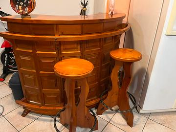 Bancone piano bar rustico in pino
