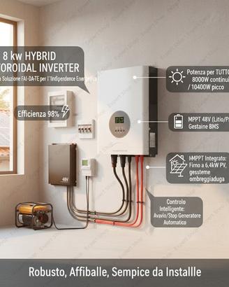 Inverter ibrido 8kW 10kVA fotovoltaico fai-da-te