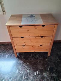 cassettiera ikea legno di pino 3 cassetti