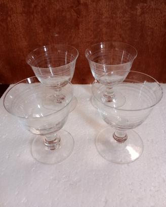 4 Calici da Amaro Grappa  in Cristallo Intagliato 