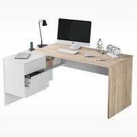 Scrivania reversibile angolare bianco opaco/rovere