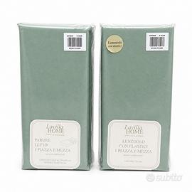 Set lenzuola 1 piazza e mezza verde NUOVO cotone