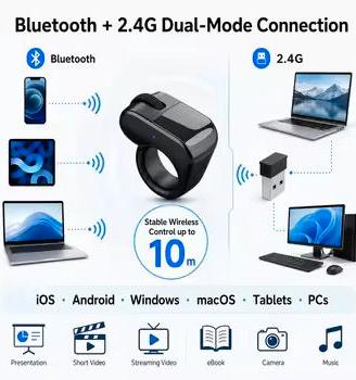 Wireless Smart Ring Mouse Vertical Mini