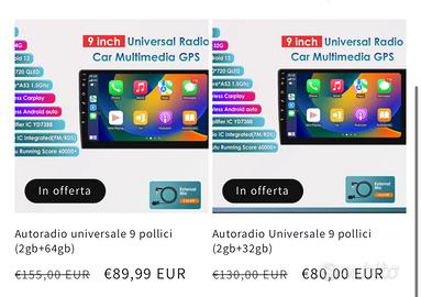 Autoradio universale 9 pollici