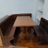 tavolo e giro panche, legno massello 