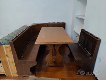 tavolo e giro panche, legno massello 