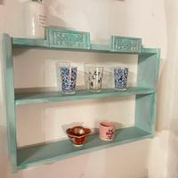 Scaffale shabby verde porta spezie o bicchieri